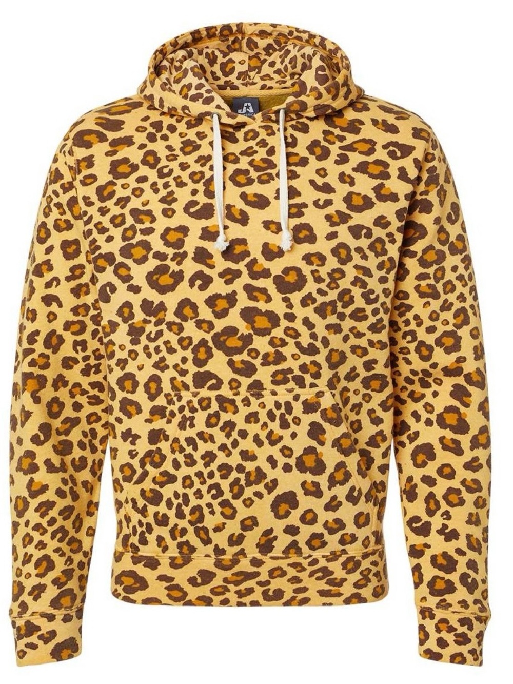J-America Adult Tri-Blend Hooded Fleece Leopard Hoodie Pouch Pocket L